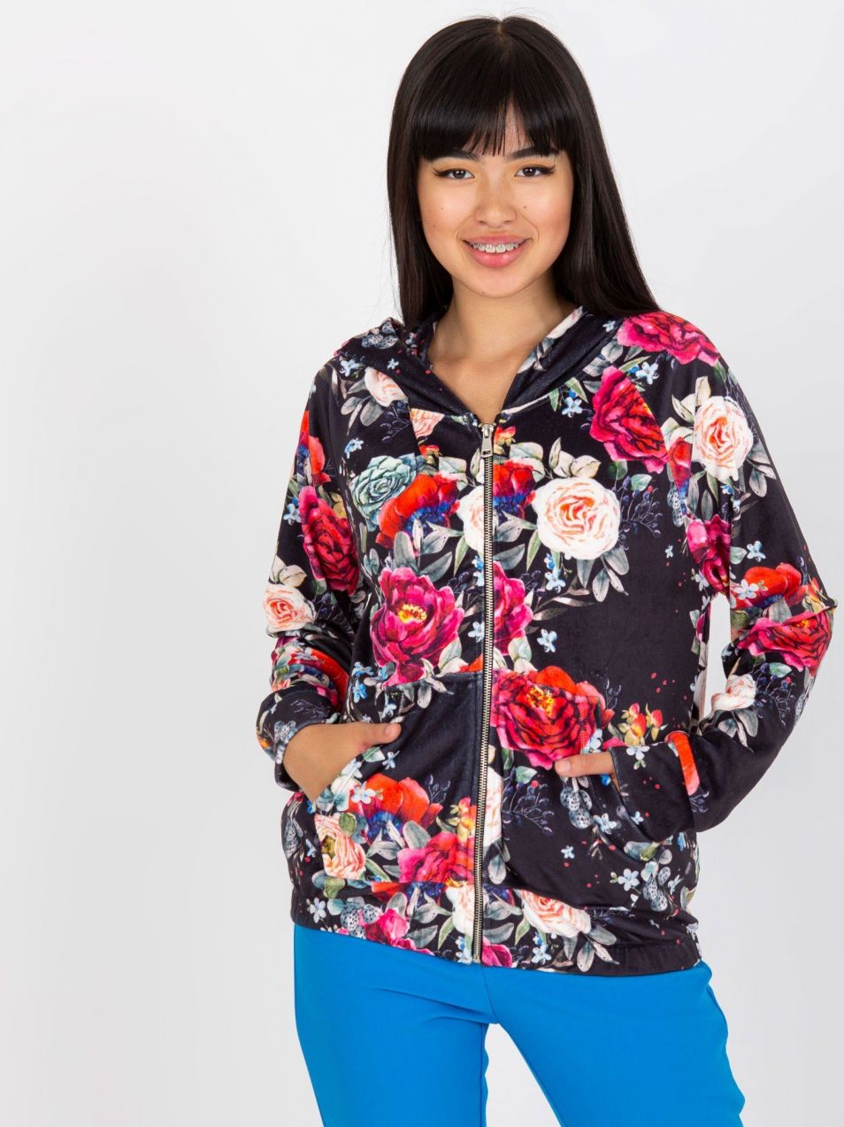 Black velour sweatshirt with print RUE PARIS
