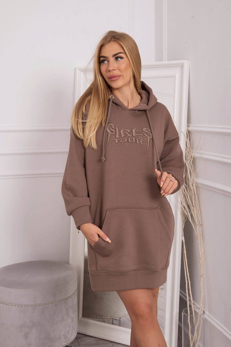 Insulated sweatshirt with embroidered inscription oversize mocca