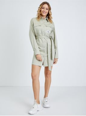 Svetlozelené dámske košeľové šaty Calvin Klein Jeans