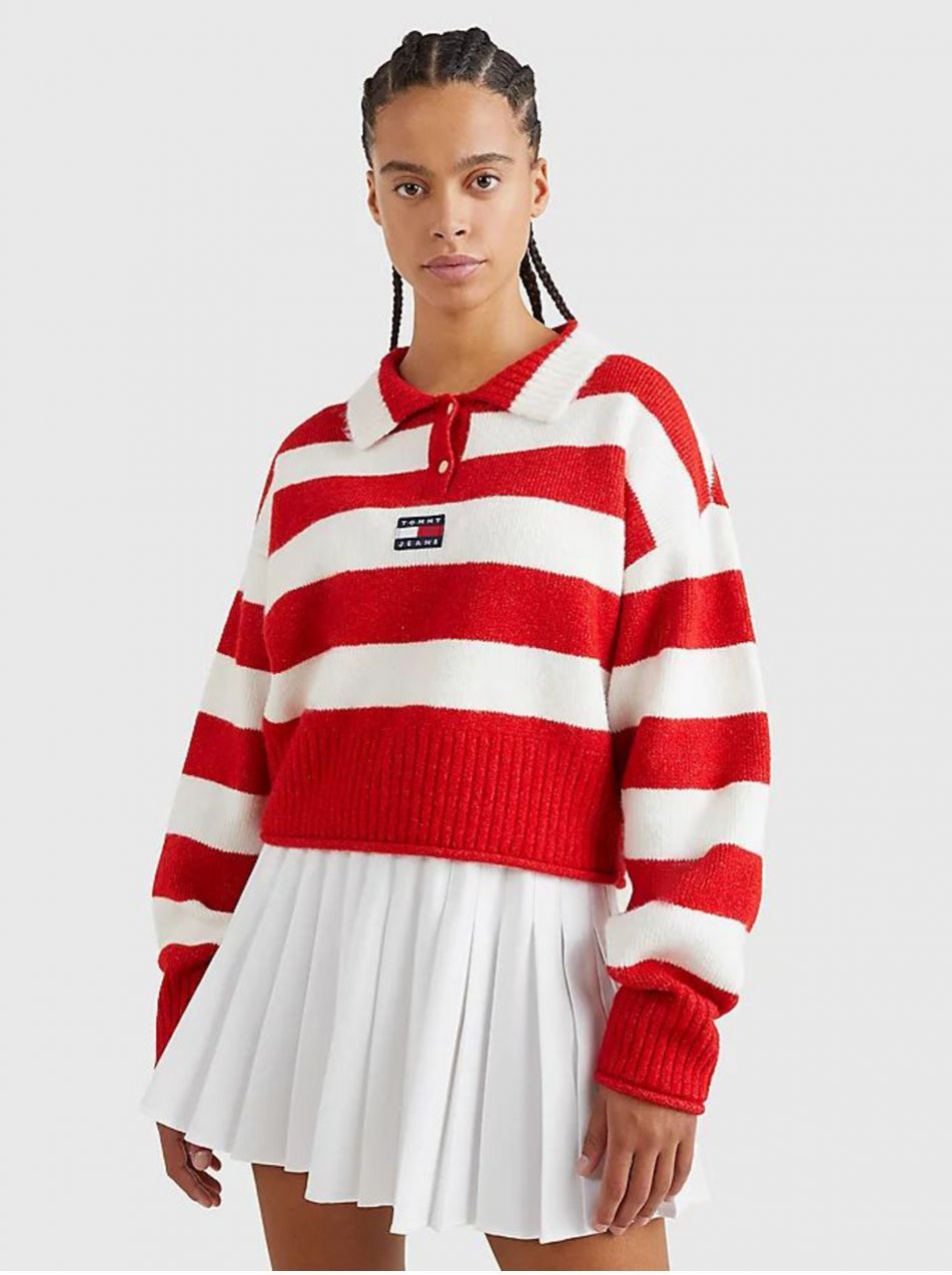 Svetre pre ženy Tommy Jeans - červená, biela