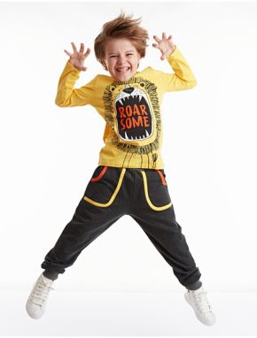 Súprava trička a nohavíc Denokids Roar Lion pre chlapcov