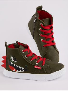 Denokids Dinosaur Chlapčenské khaki tenisky