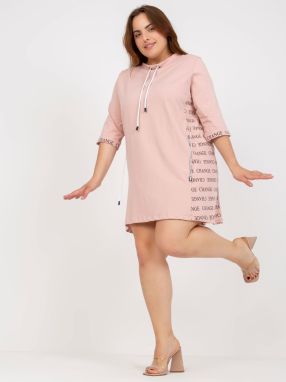 Bavlnené šaty mikina v zaprášenej ružovej farbe, veľkosť plus