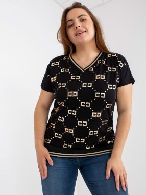Black blouse plus sizes with V-neck