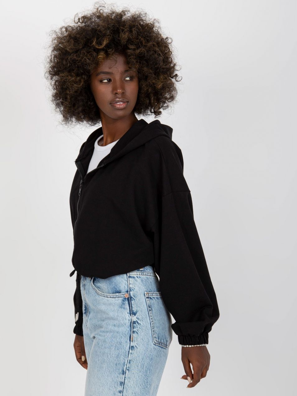 Basic black zippered sweatshirt with hood RUE PARIS