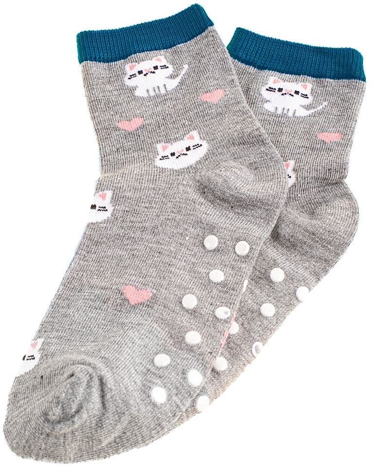 Non-slip Children's Socks Shelvt Gray Cats