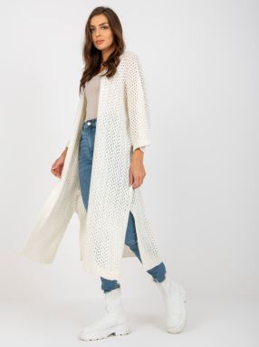 Ecru long openwork cardigan with wide sleeves OCH BELLA