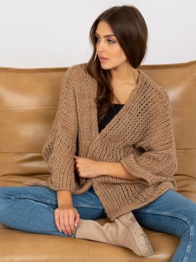 Dark beige knitted oversize cardigan OCH BELLA