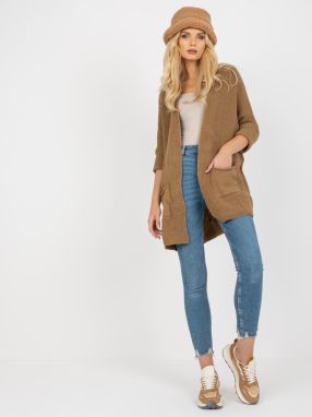 Camel loose cardigan with pockets RUE PARIS