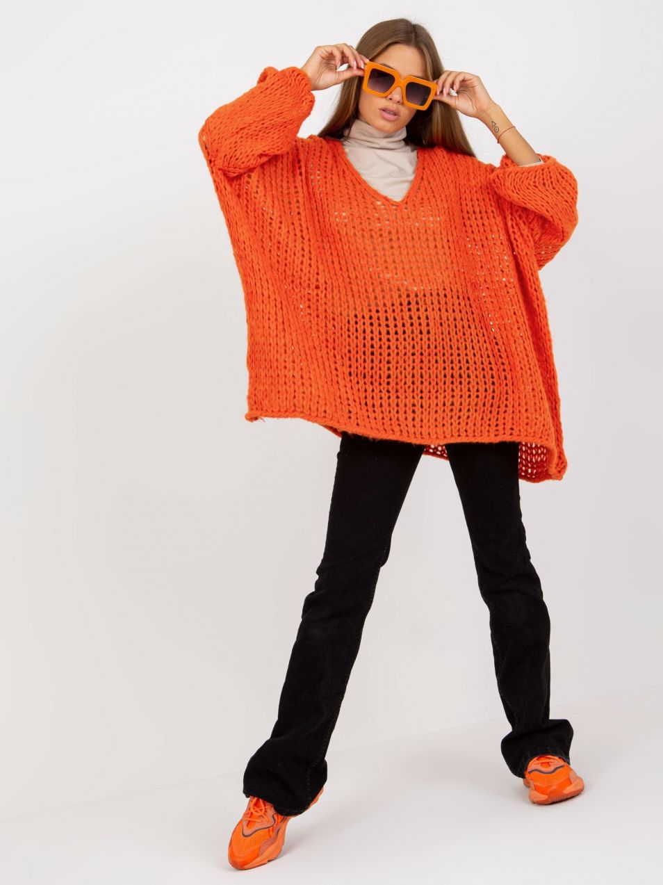 OCH BELLA wide sleeve orange oversize sweater