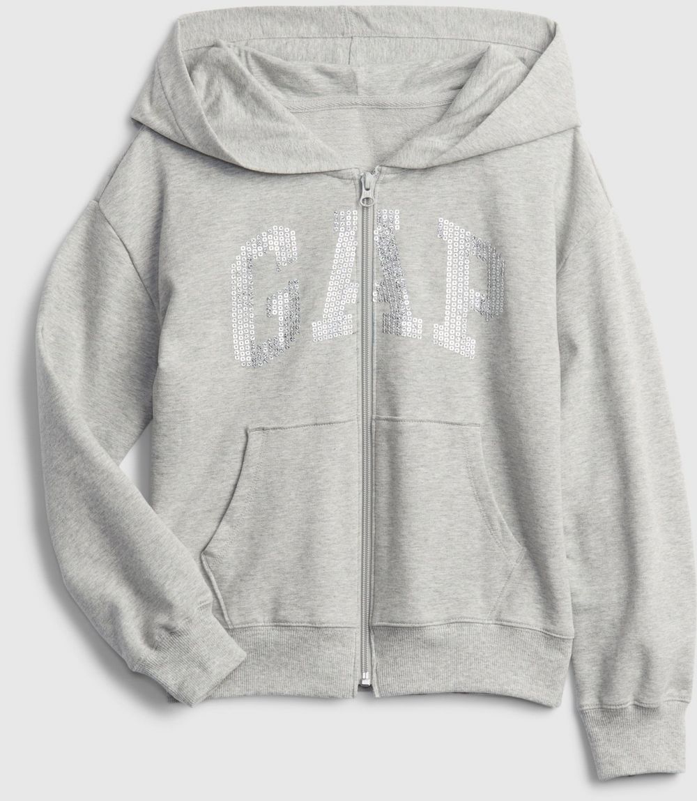 Šedá dievčenská mikina french terry s logom GAP