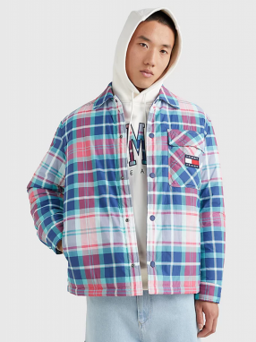 Ľahké bundy pre mužov Tommy Jeans - modrá, biela