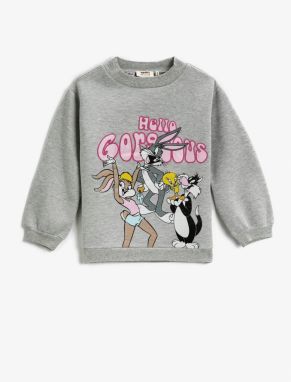 Koton Looney Tunes potlačená mikina licencovaná polovičným rolákom s dlhým rukávom