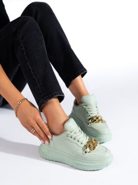 Light green women's sneakers with Shelvt chain