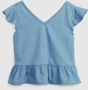 Modrý dievčenský bavlnený top peplum GAP