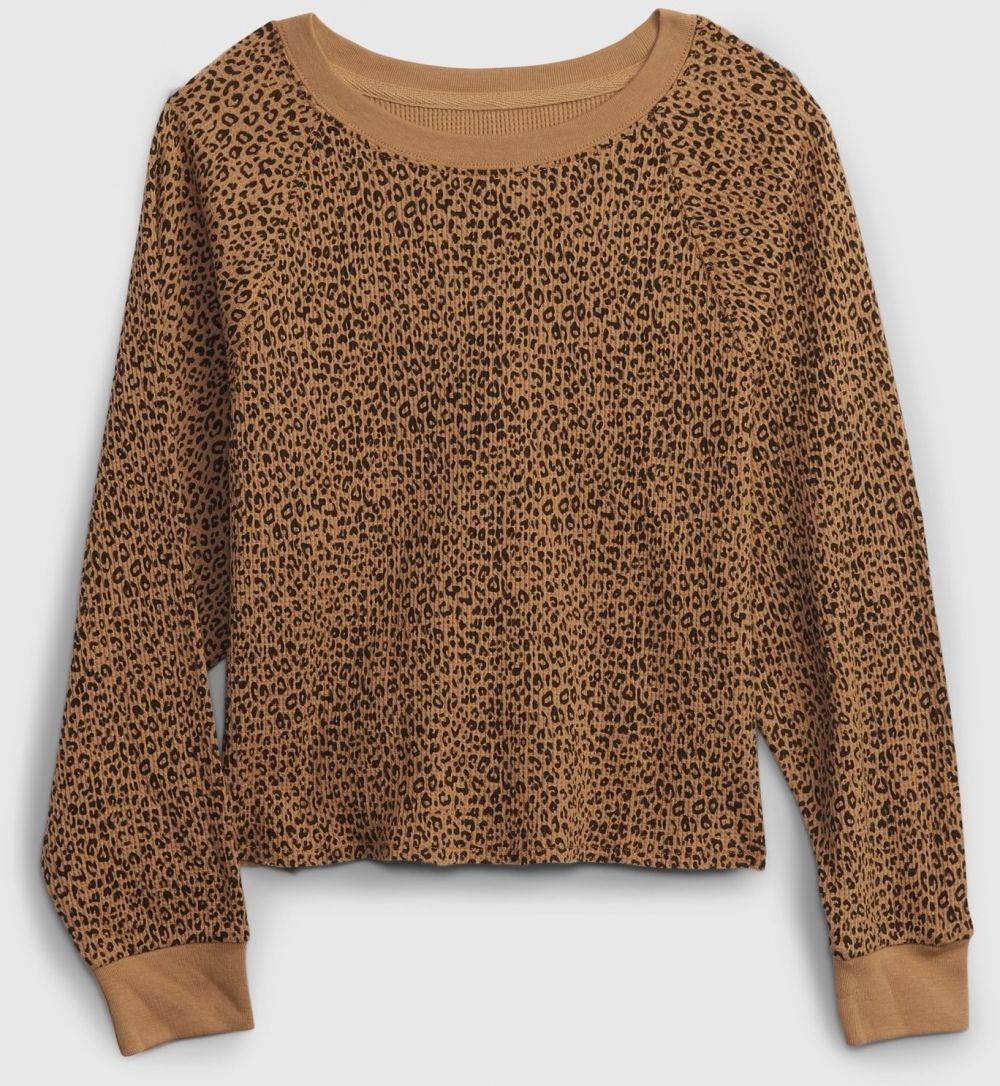 Hnedé dievčenské tričko GAP so vzorom leoparda