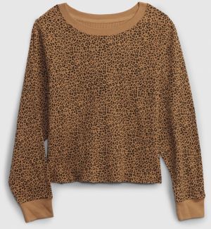Hnedé dievčenské tričko GAP so vzorom leoparda