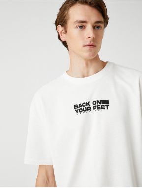 Koton Oversized tričko s potlačou sloganu, Crew Neck krátke rukávy.