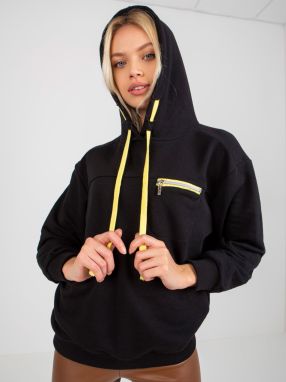 Black hoodie with drawstrings