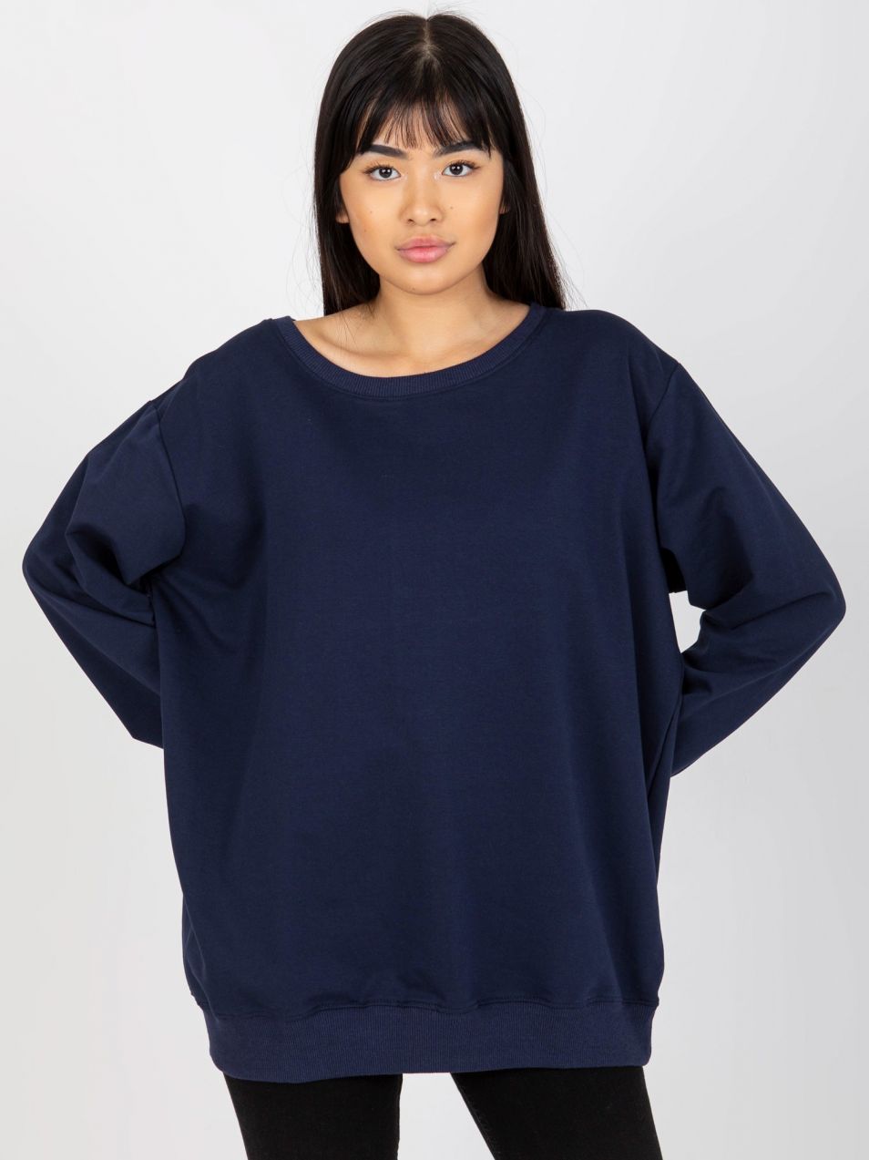 Navy Blue Solid Color Oversize Hoodie