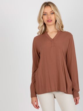 Brown women's blouse of loose cut from viscose SUBLEVEL