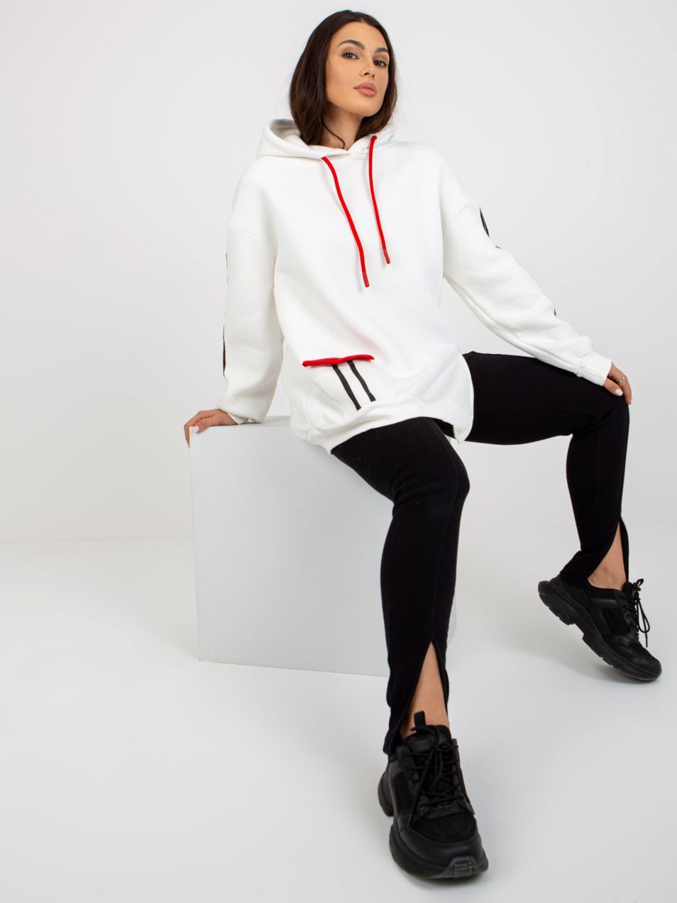 Warm white hoodie with stripes