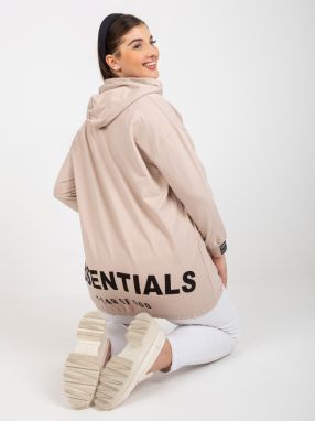 Larger size beige sweatshirt with pockets