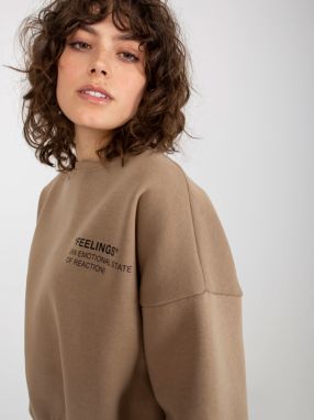 Dark beige short hoodie with round neckline