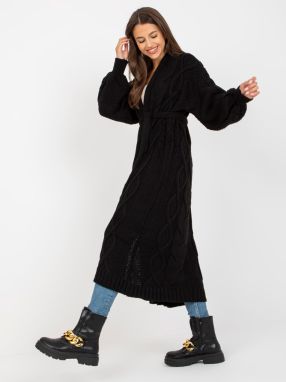Black long cardigan with tie strap RUE PARIS
