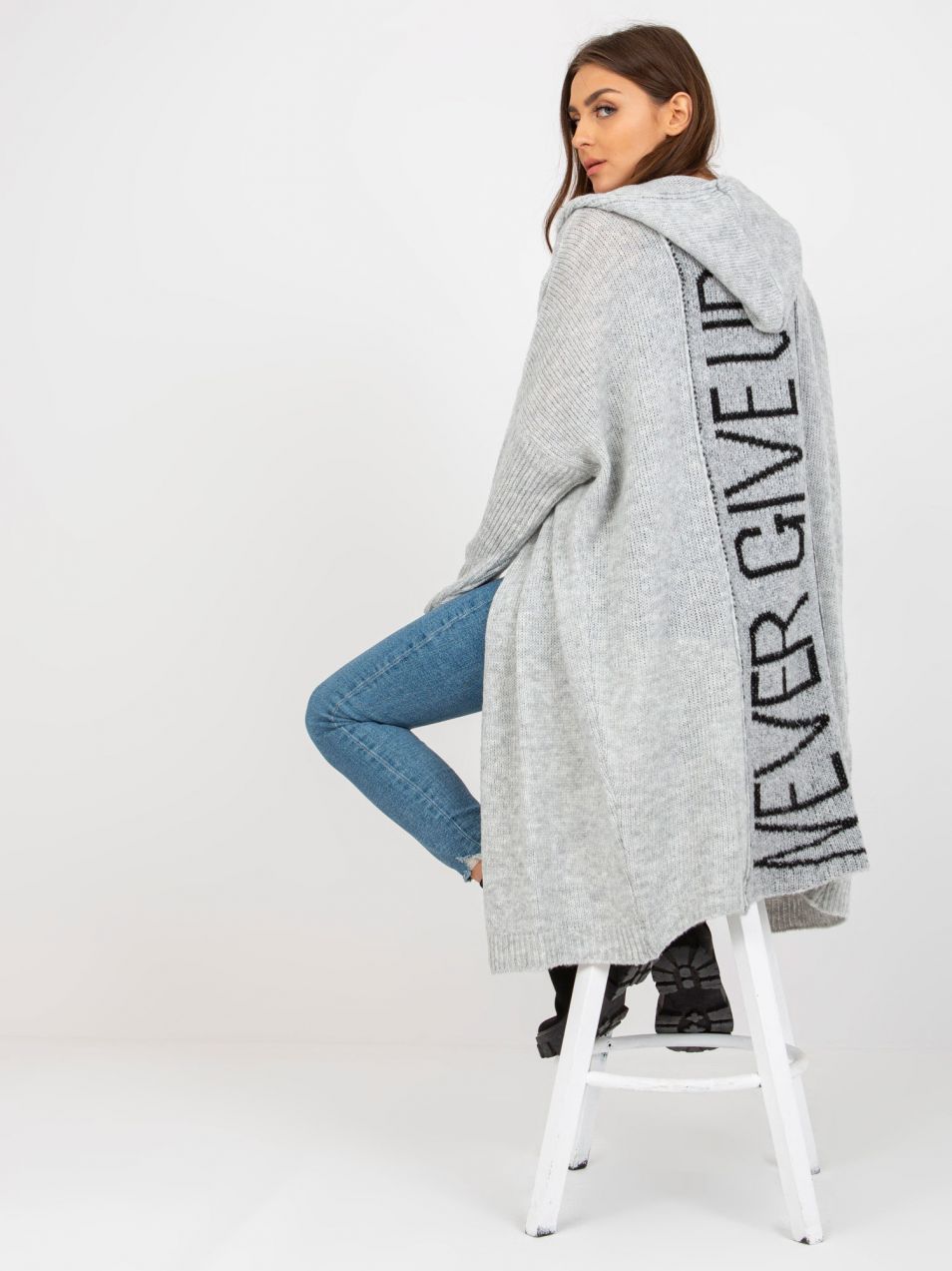 OCH BELLA grey knitted cardigan with hood