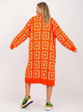 Orange loose cardigan with RUE PARIS patterns