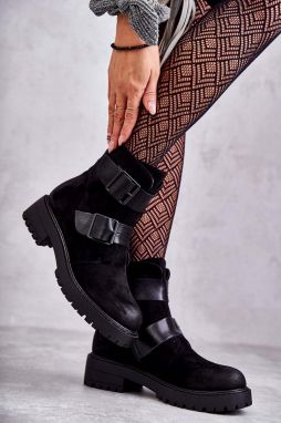 Suede women's boots with zipper black gritta