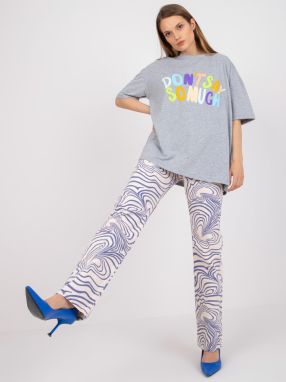 Grey melange oversize T-shirt with print