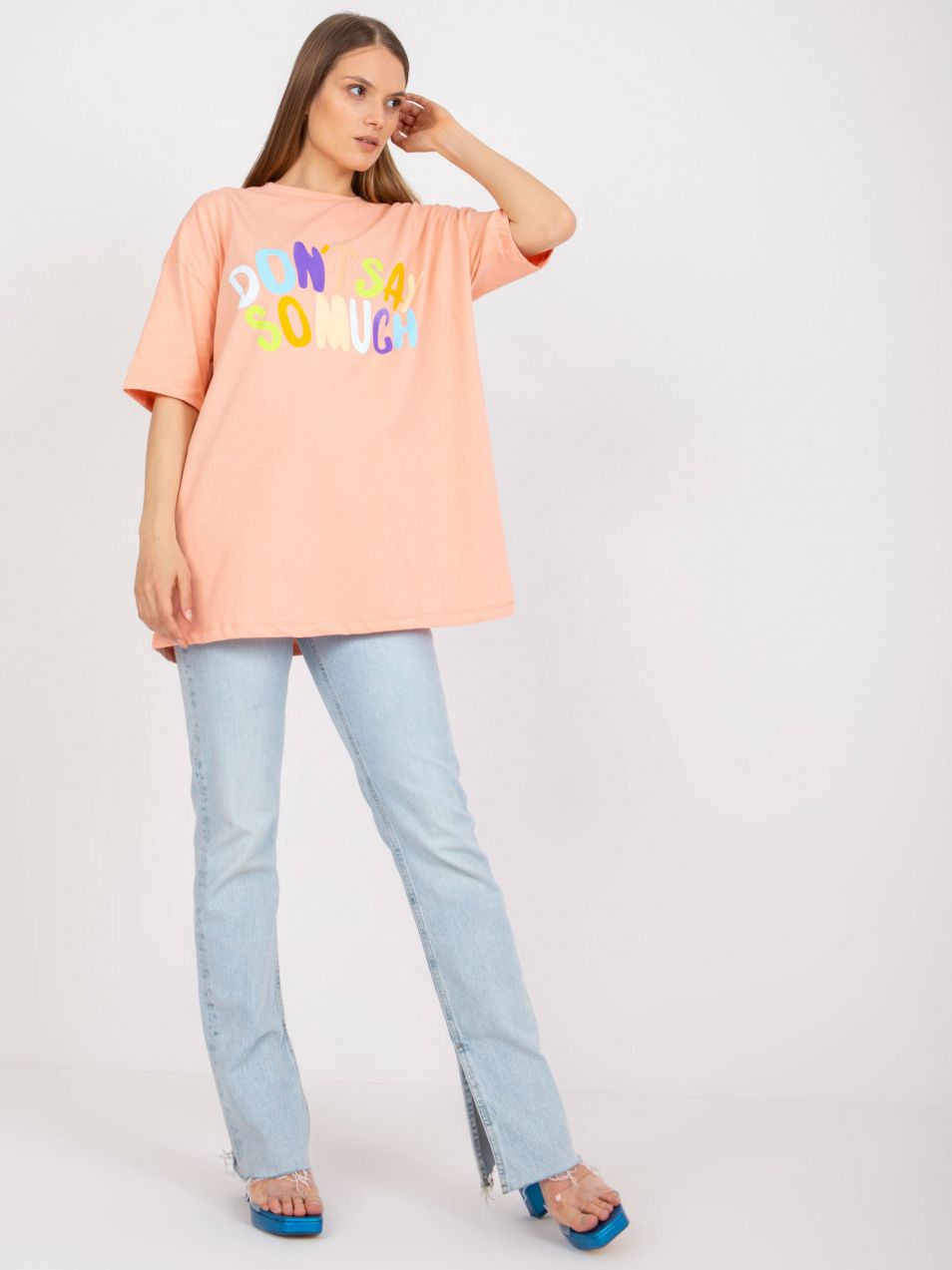 Oversized apricot T-shirt with print