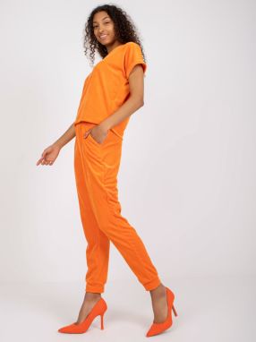 Orange velour set with neckline for V RUE PARIS