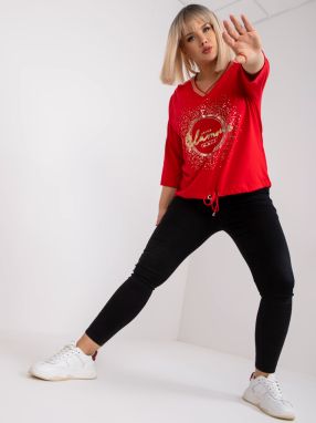 Large red Maileen blouse with V-neck