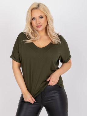 Khaki size plus blouse in loose cut Dina