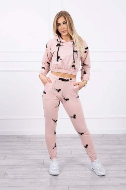 Set with printed pistols dark powder pink