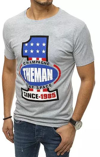 Grey men's T-shirt RX4405 with print