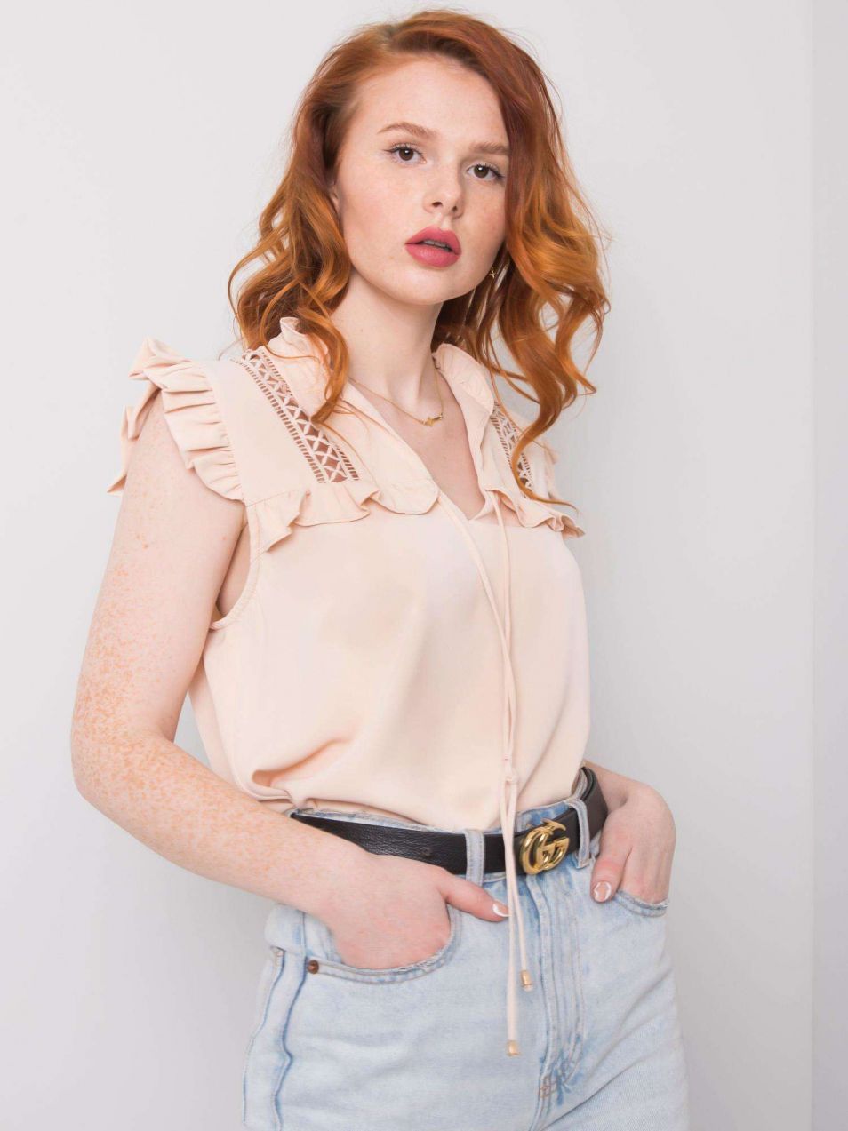 OCH BELLA Light beige formal blouse