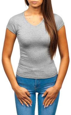 Women's fashion T-shirt with V-neck - dark gray,
