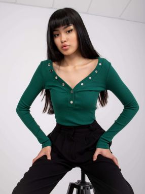 Tracy RUE PARIS Dark Green Striped Blouse