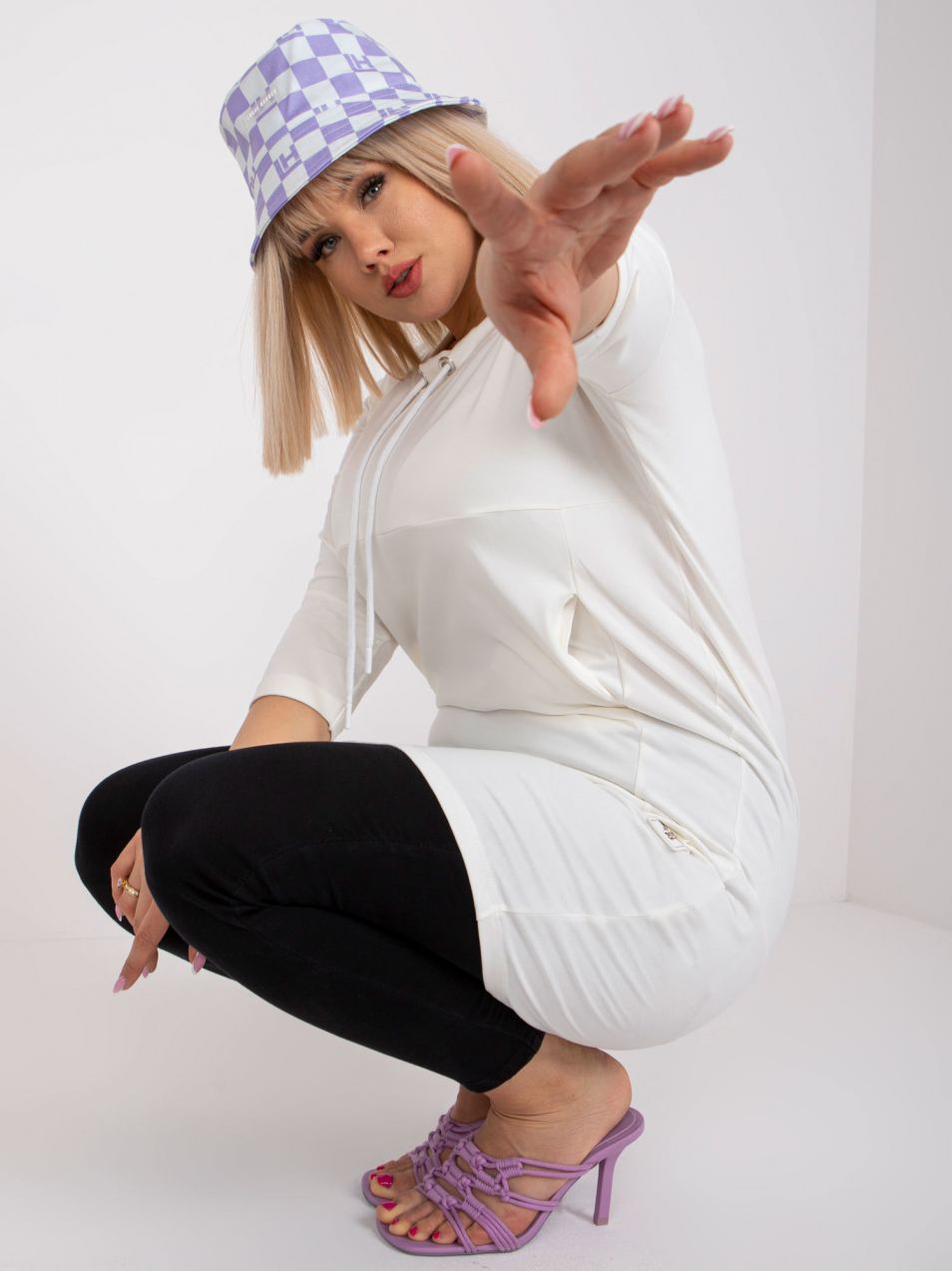 Cotton sweatshirt tunic Jana size Ecru plus size