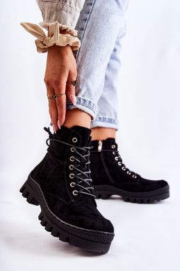 Suede Trappers With stitching Black Layden