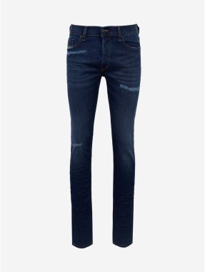 Modré pánske skinny fit rifle s potrhaným efektom Diesel Tepphar