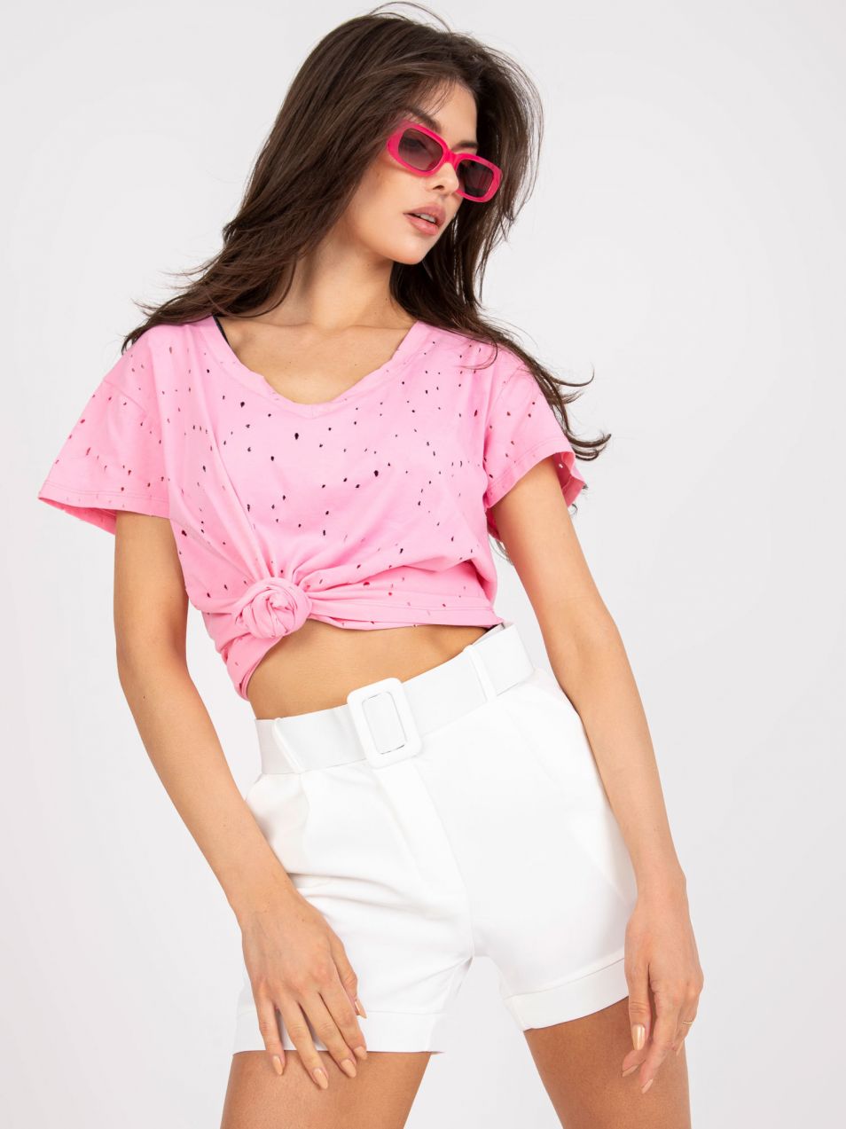 Light pink monochrome cotton T-shirt