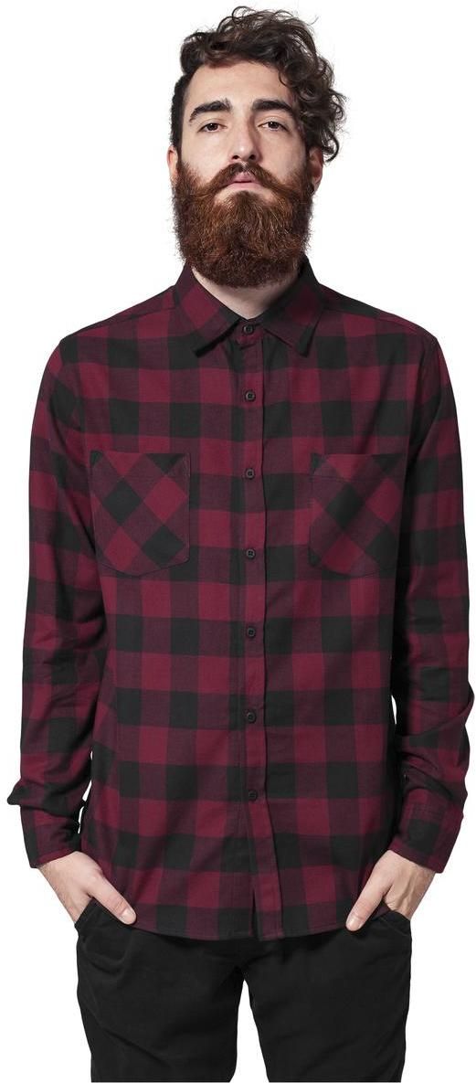 Plaid flannel shirt blk/burgundy
