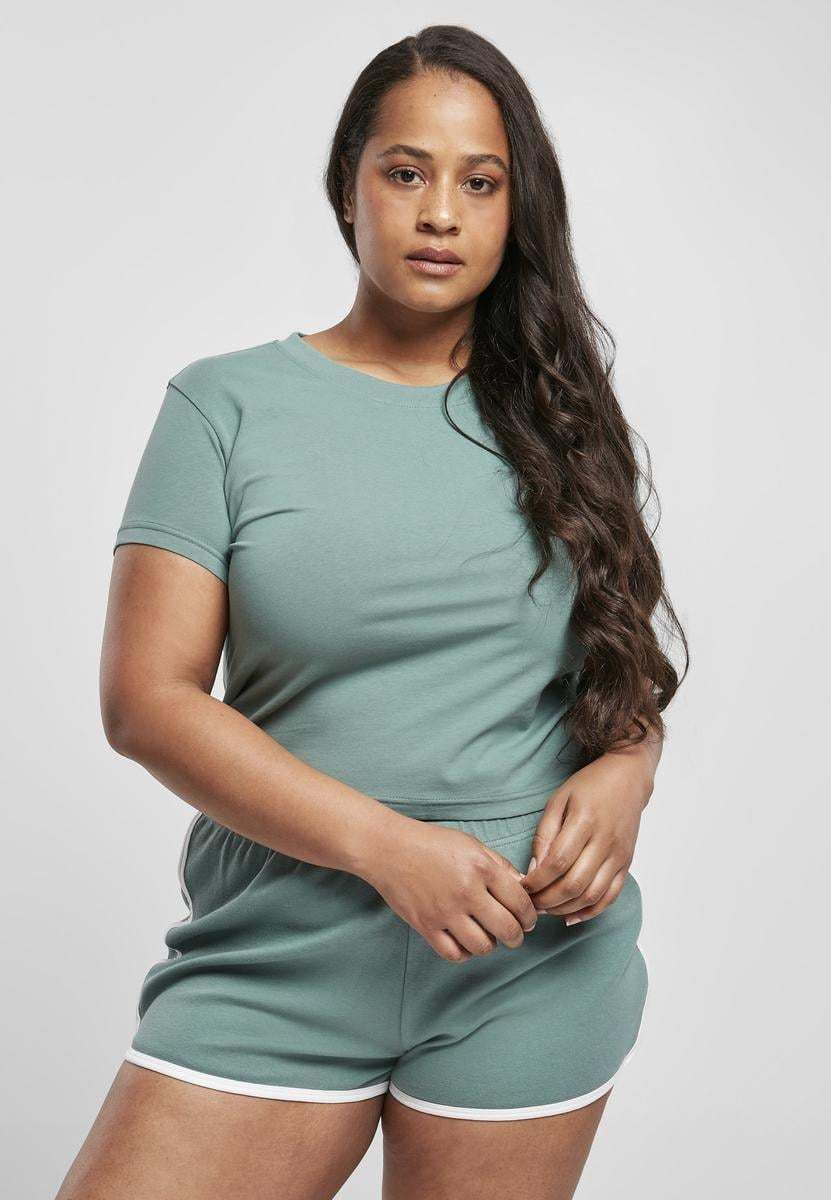 Women's Stretch Cropped Tee Jersey with Pale Leaf