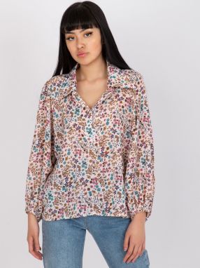 Airy beige blouse with floral print ZULUNA
