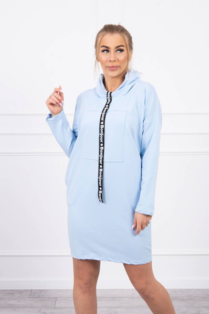 Dress with tie light azure